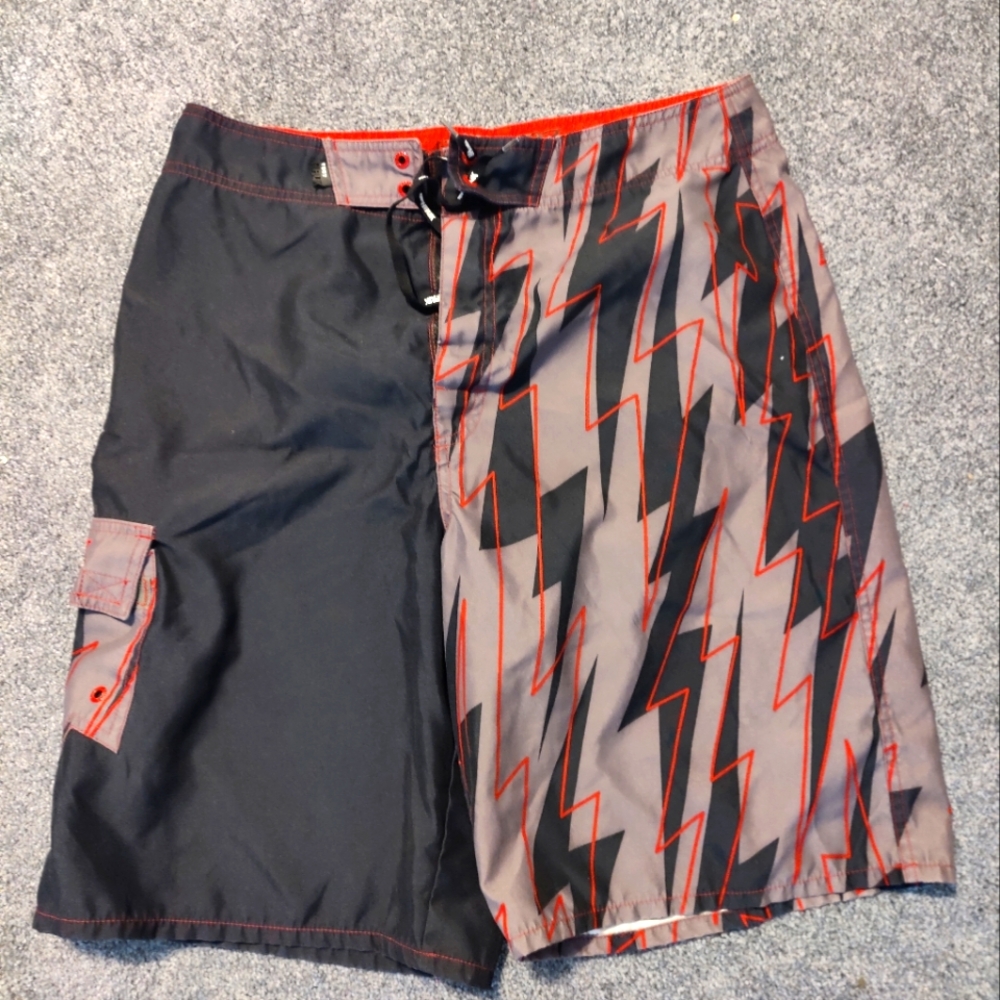 Men's Black and Gray Swim Shorts Size 34
